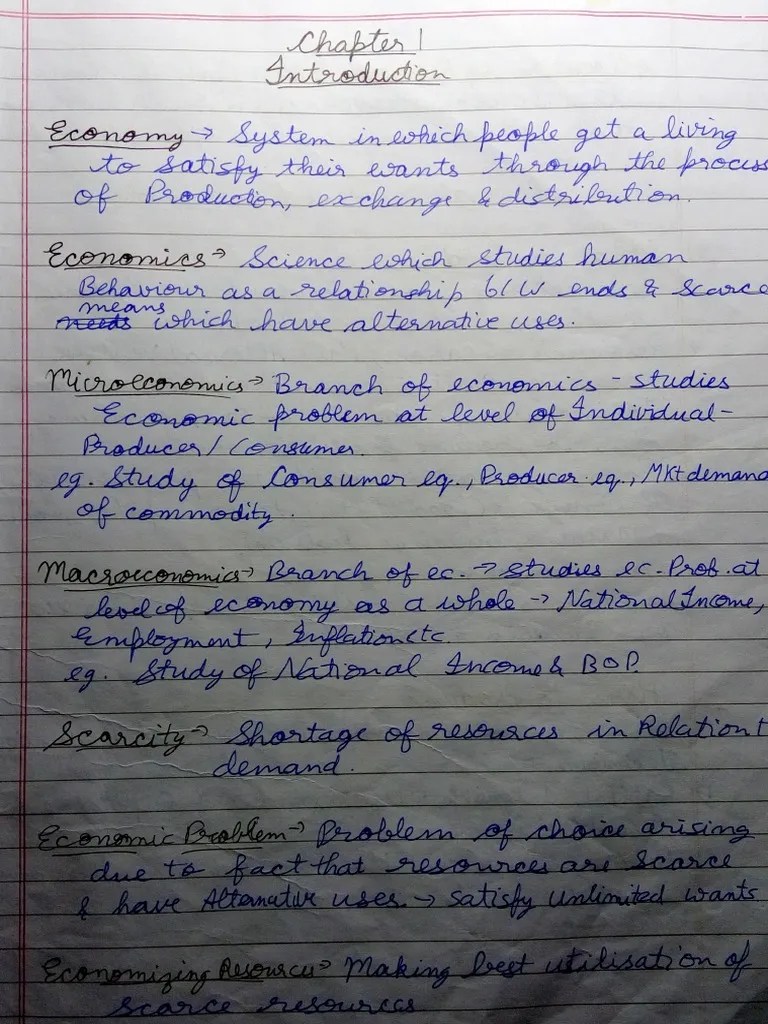 Class 12 CBSE Micro Economics Notes 2015-16 Topper Student