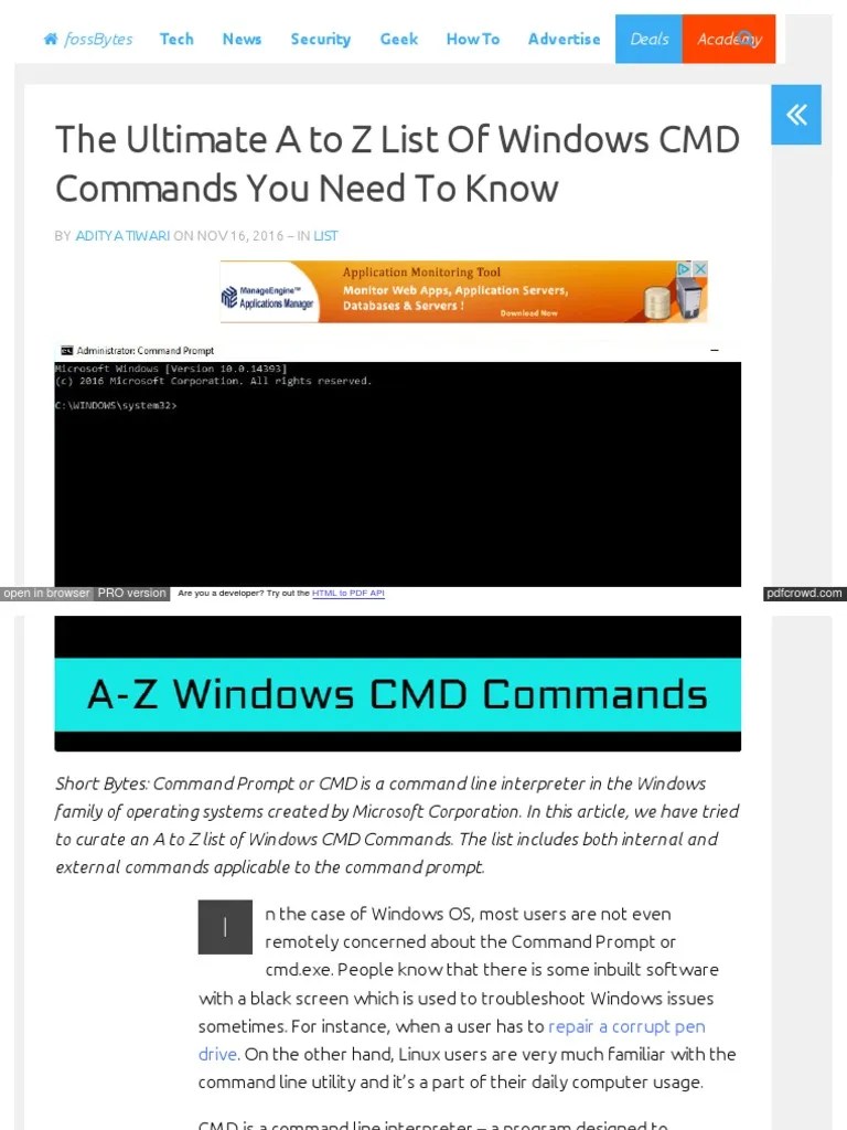 Fossbytes Com Complete Windows CMD Commands List Index | Download Free ...