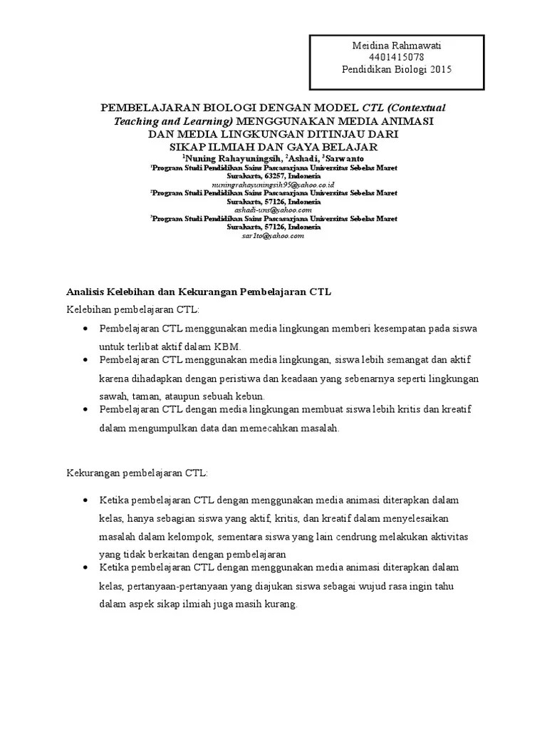 Kelebihan Dan Kekurangan Model Pembelajaran Ctl - Cara Mengajarku