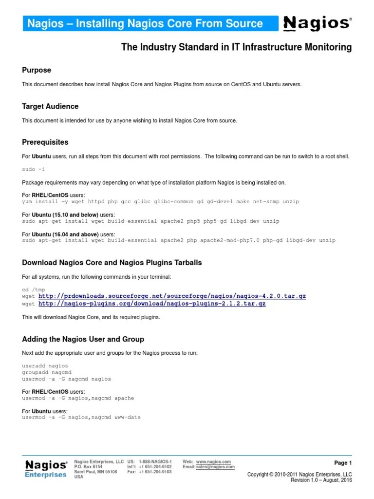 Installing Nagios Core From Source PDF | PDF | Ubuntu (Operating System) | Php