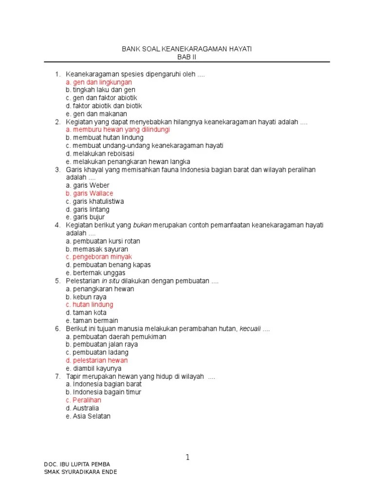 Soal Keanekaragaman Hayati Doc – Belajar