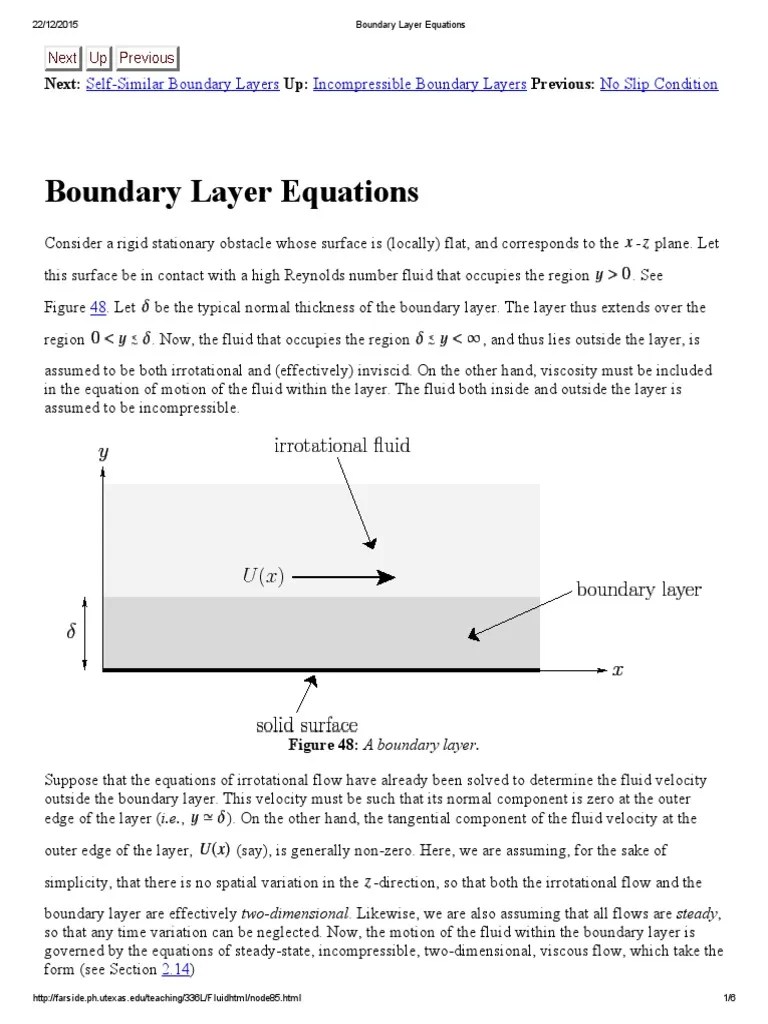 Boundary Layer Equations | PDF | Boundary Layer | Navier–Stokes Equations