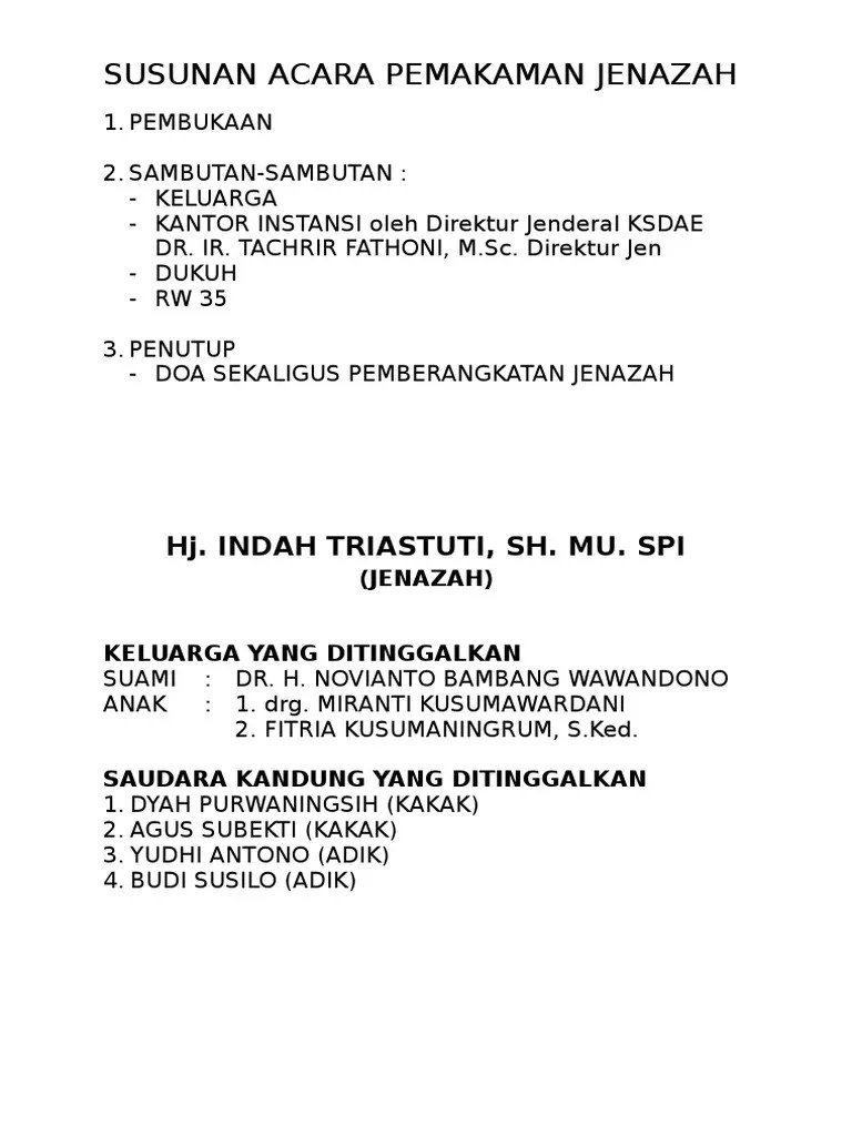 Susunan Acara Pemakaman Jenazah | PDF