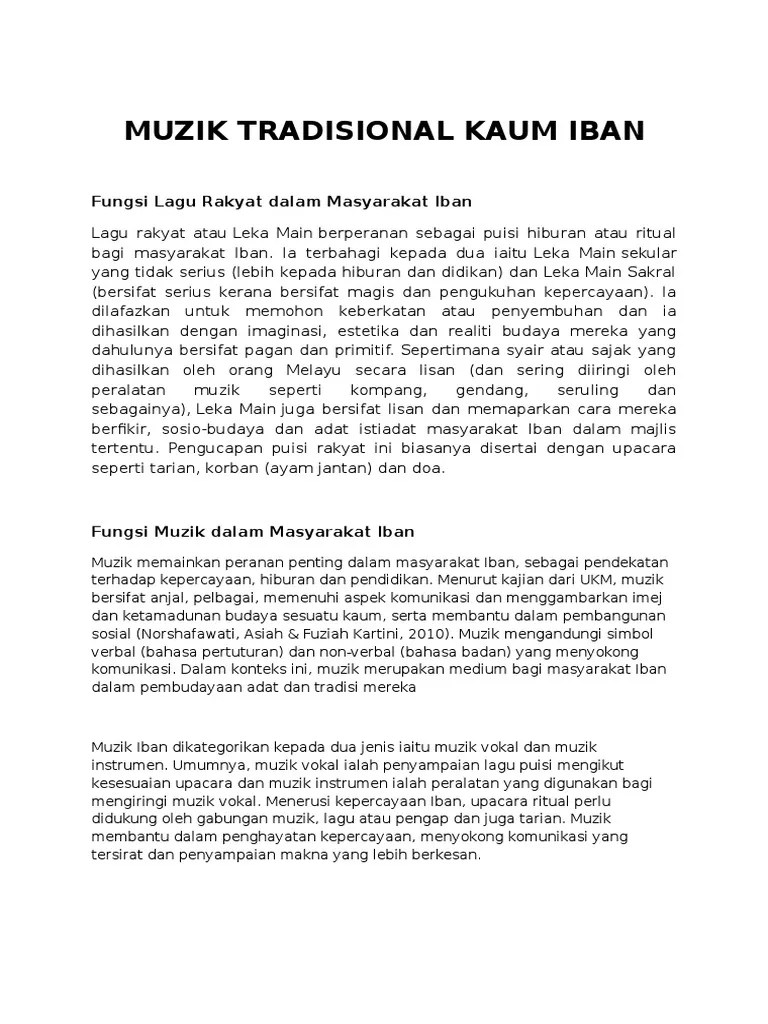 Antara peranan bomoh seperti berikut: Muzik Tradisional Kaum Iban Pdf