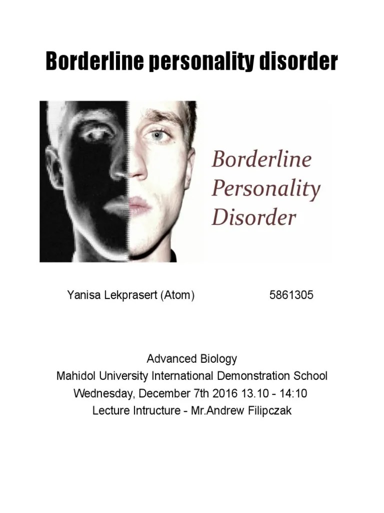 Borderline Personality Disorder: Yanisa Lekprasert (Atom) 5861305 | PDF | Borderline Personality ...