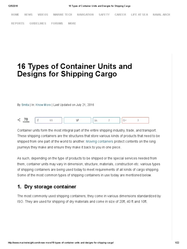 16 Types Of Container Units And Designs For Shipping Cargo | Containerization | Ship Transport