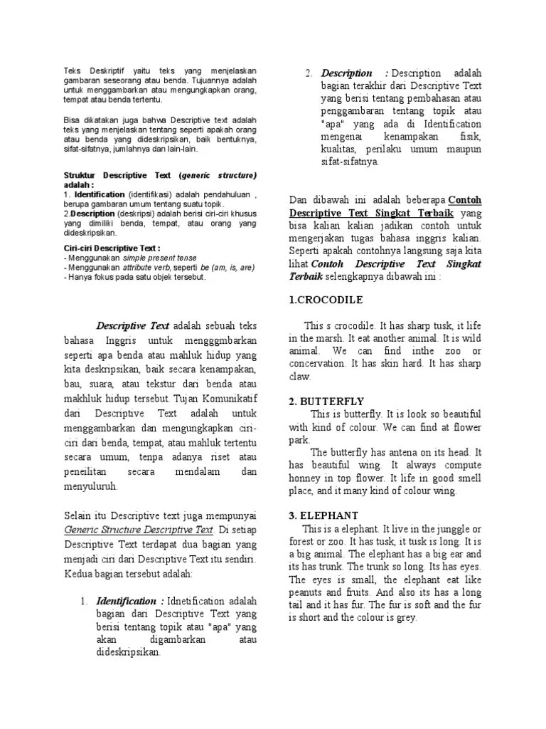 Contoh Descriptive Text Tentang Benda Lengkap Singkat Dan Artinya Englishcoo 
