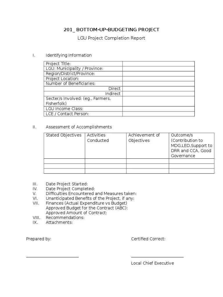Project Completion Report Format | PDF