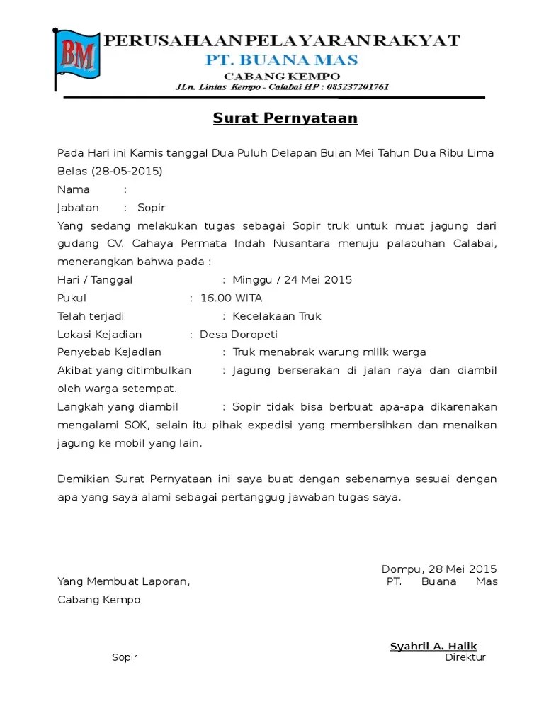 Jika berita acara yang anda buat merupakan kejadian yang sangat penting maka anda perlu menambahkan tanda tangan saksi untuk meningkatkan keabsahan berita. Berita Acara Kejadian Dan Pernyataan Pdf
