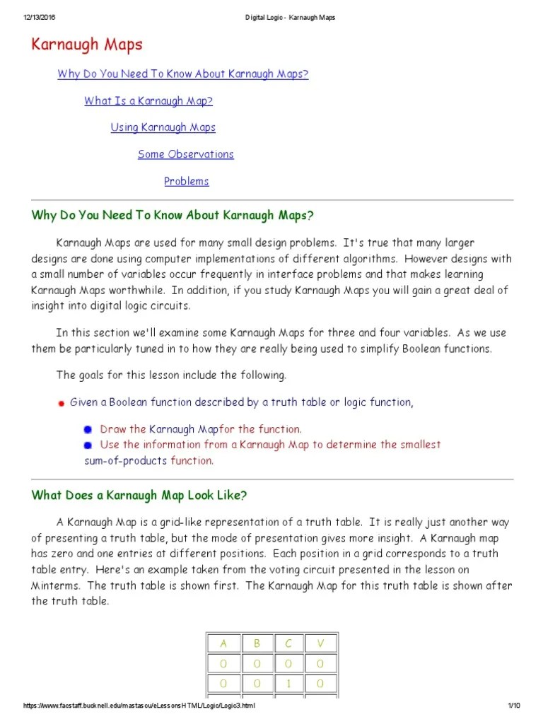 Digital Logic - Karnaugh Maps | PDF | Boolean Algebra | Teaching ...