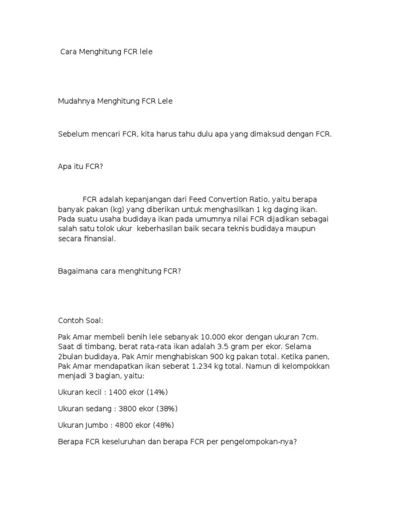 Cara Menghitung FCR Lele | PDF