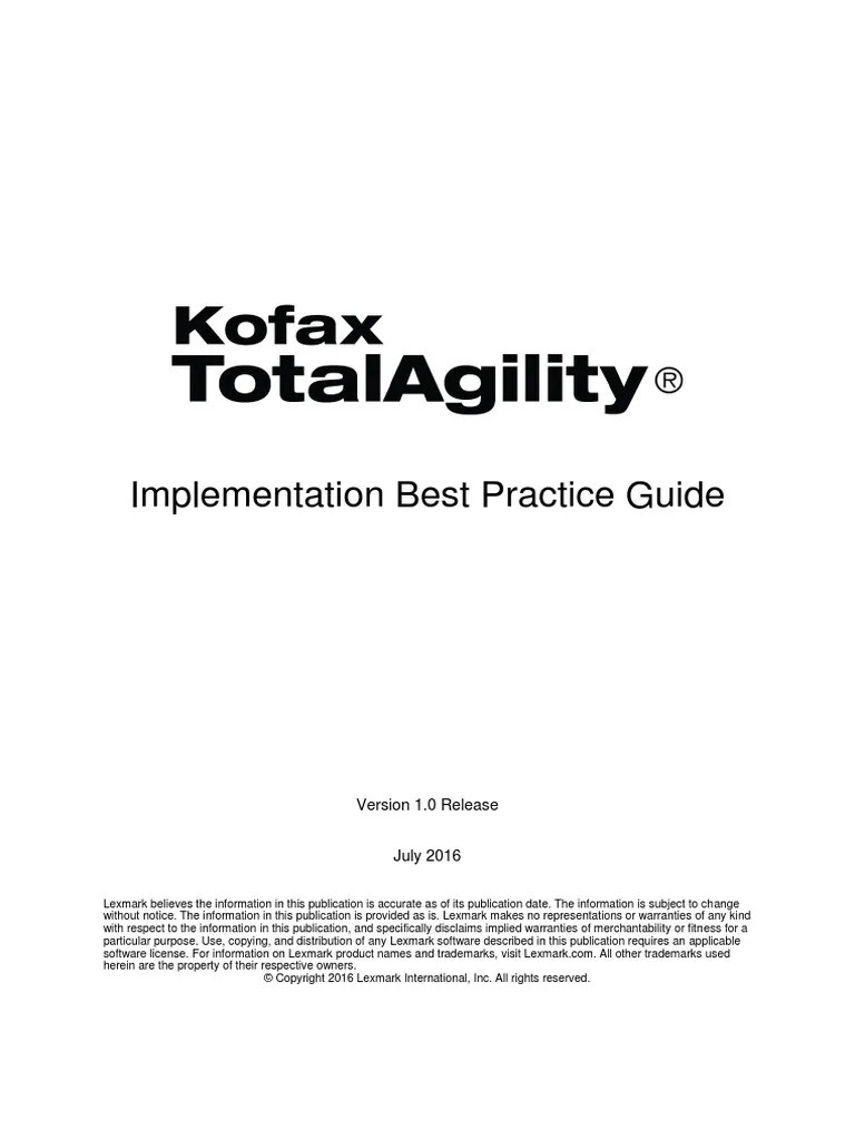 Kofax TotalAgility - Implementation Best Practice Guide - V1 0 | PDF ...