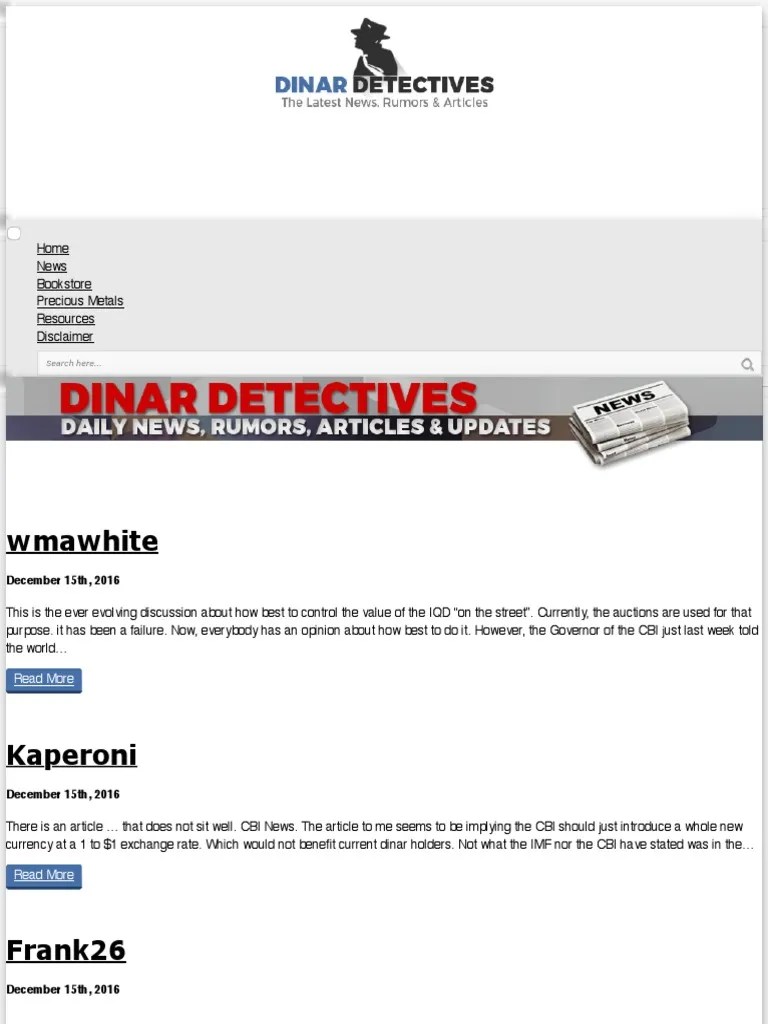 Dinar Detectives - Dinar Recaps, Dinar Guru, Iraqi Dinar Updates And ...