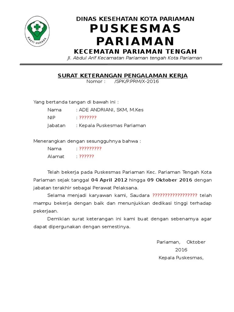 Surat Keterangan Pengalaman Kerja Bidan - Terbaru Contoh Surat Pengalaman Kerja Terbaru Yang Baik Dan Benar Dosenpintar Com