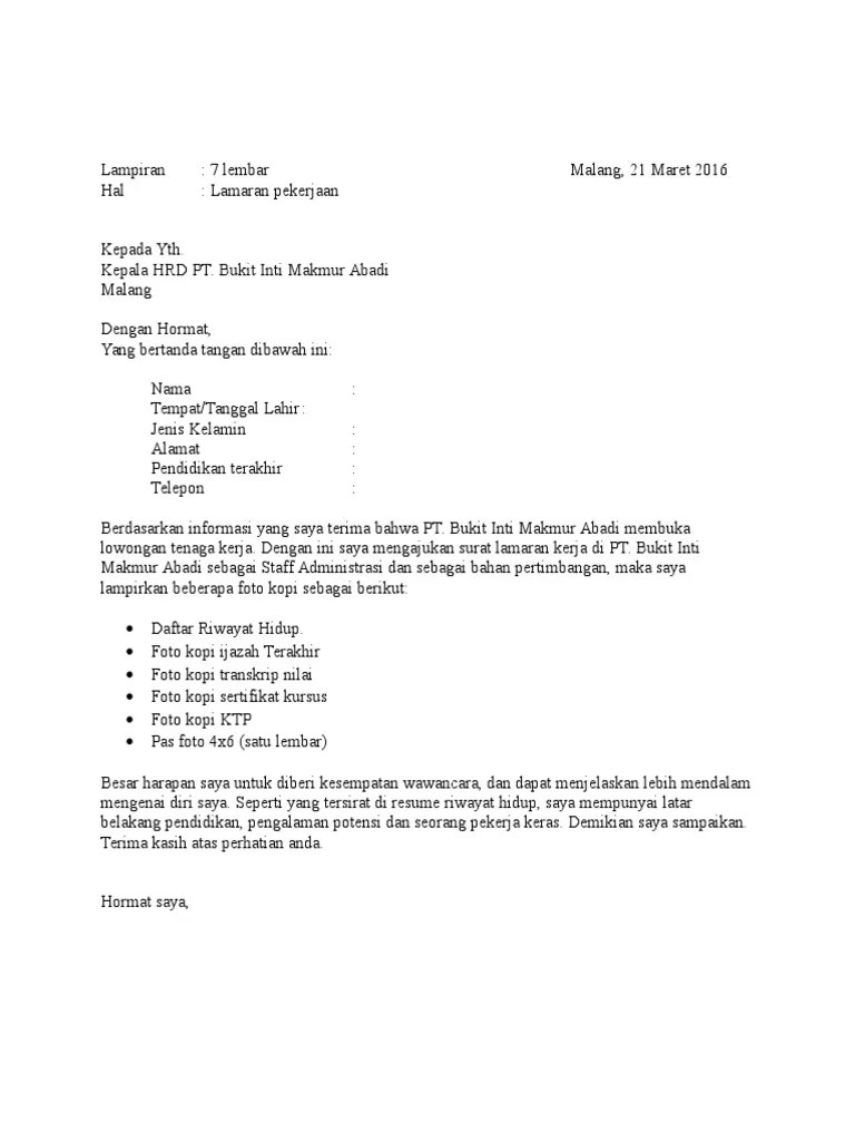 Contoh Surat Lamaran | PDF