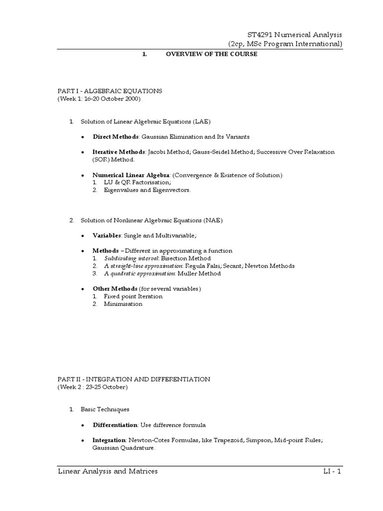 Numerical Methods Overview Of The Course | Download Free PDF ...