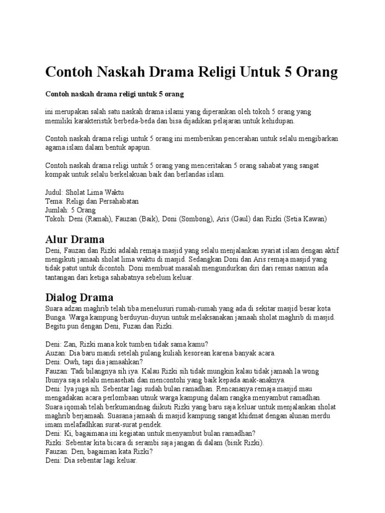 Naskah Drama 5 Orang Tema Persahabatan 