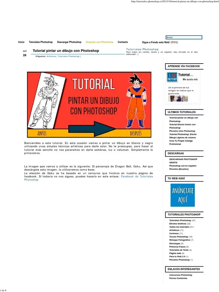 Tutorial Pintar Un Dibujo Con Photoshop | PDF | Dibujo | Pinturas