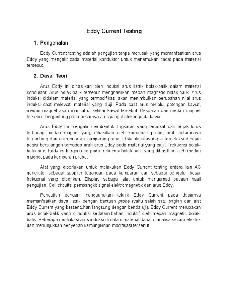 Eddy Current Testing: Prinsip, Jenis Probe, Teknik Dan Aplikasi Uji ...