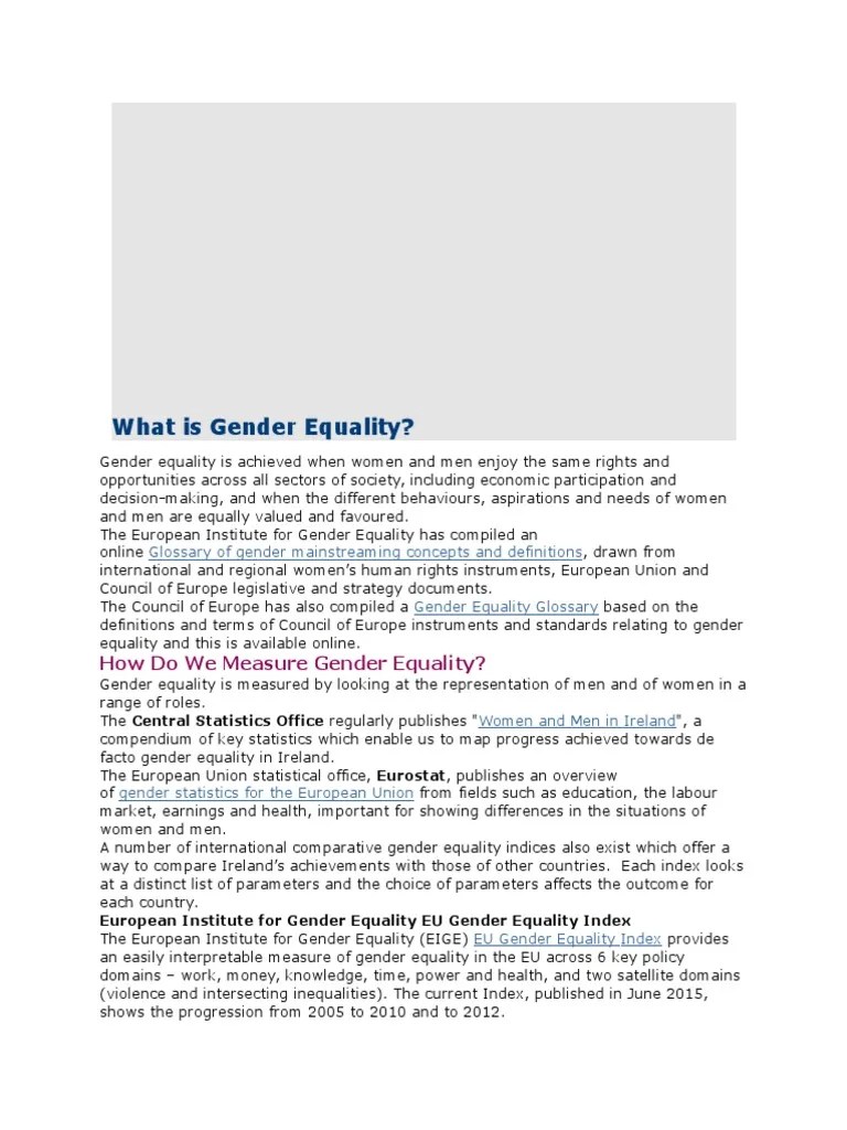 What Is Gender Equality | PDF | Gender Equality | Gender Studies