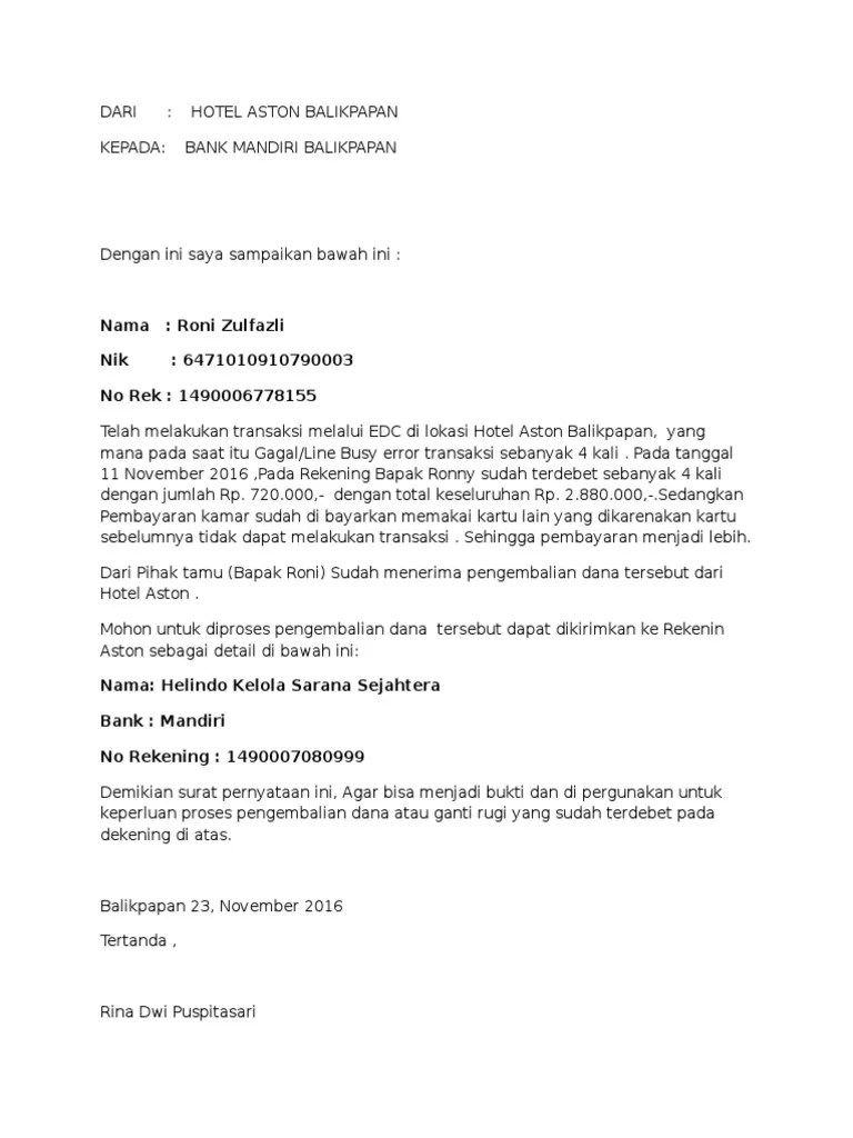 Contoh surat tuntutan wang deposit in addition, it will include a picture of a kind. Contoh Surat Pengembalian Dana Deposit Pdf