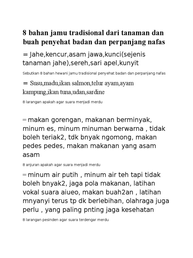 Beberapa penyehat tradisional (yang di dalam ristoja. 8 Bahan Jamu Tradisional Dari Tanaman Dan Buah Penyehat