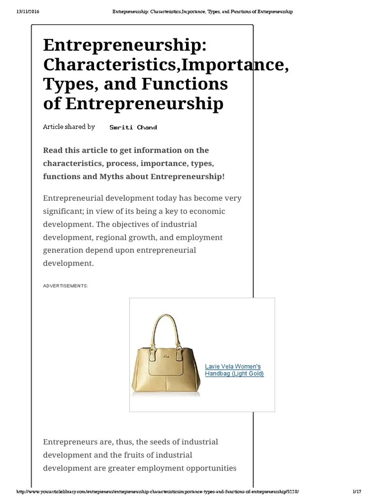 Entrepreneurship Characteristics, Importance, Types, And Functions Of Entrepreneurship | PDF ...