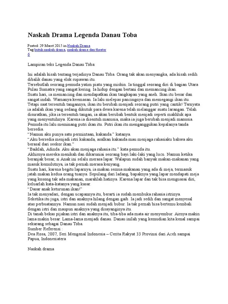 Naskah Drama Terjadinya Danau Toba - DANAU INDAH
