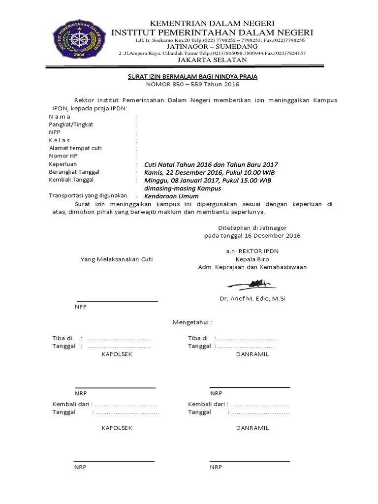 Simak informasi mengenai aturan dan . Surat Izin Bermalam Danramil Polsek 3 Pdf