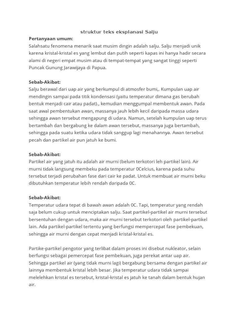 Struktur Teks Eksplanasi Salju | PDF