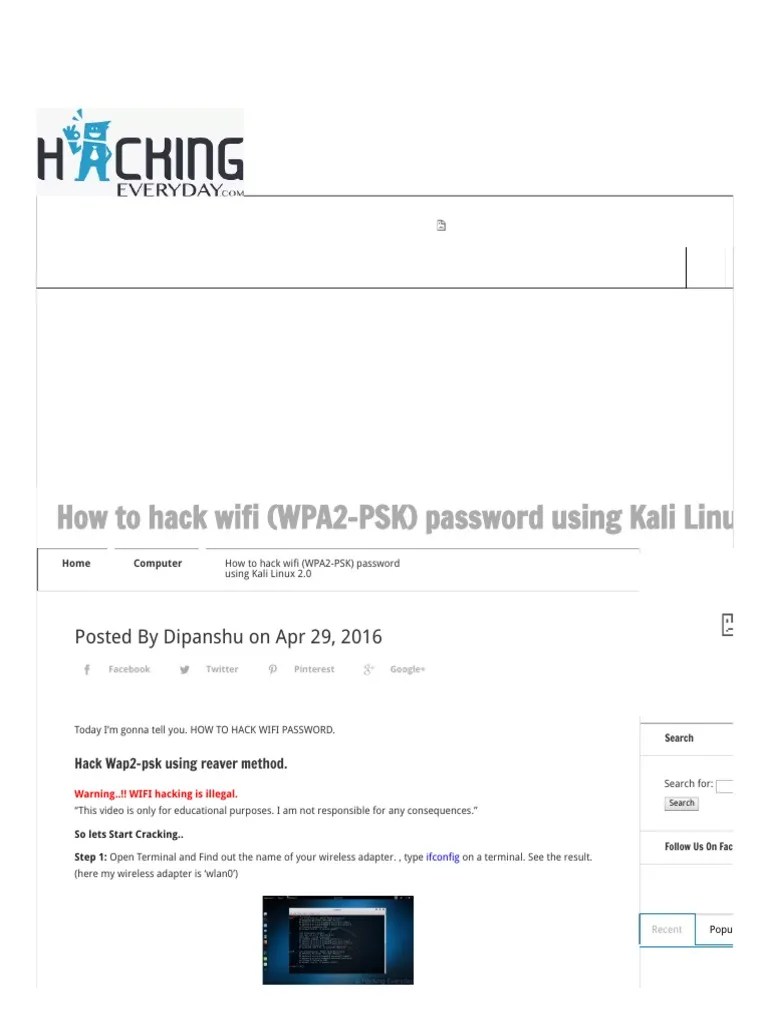How To Hack Wifi Password Using Kali Linux 2.0 | PDF | Wi Fi | Whats App