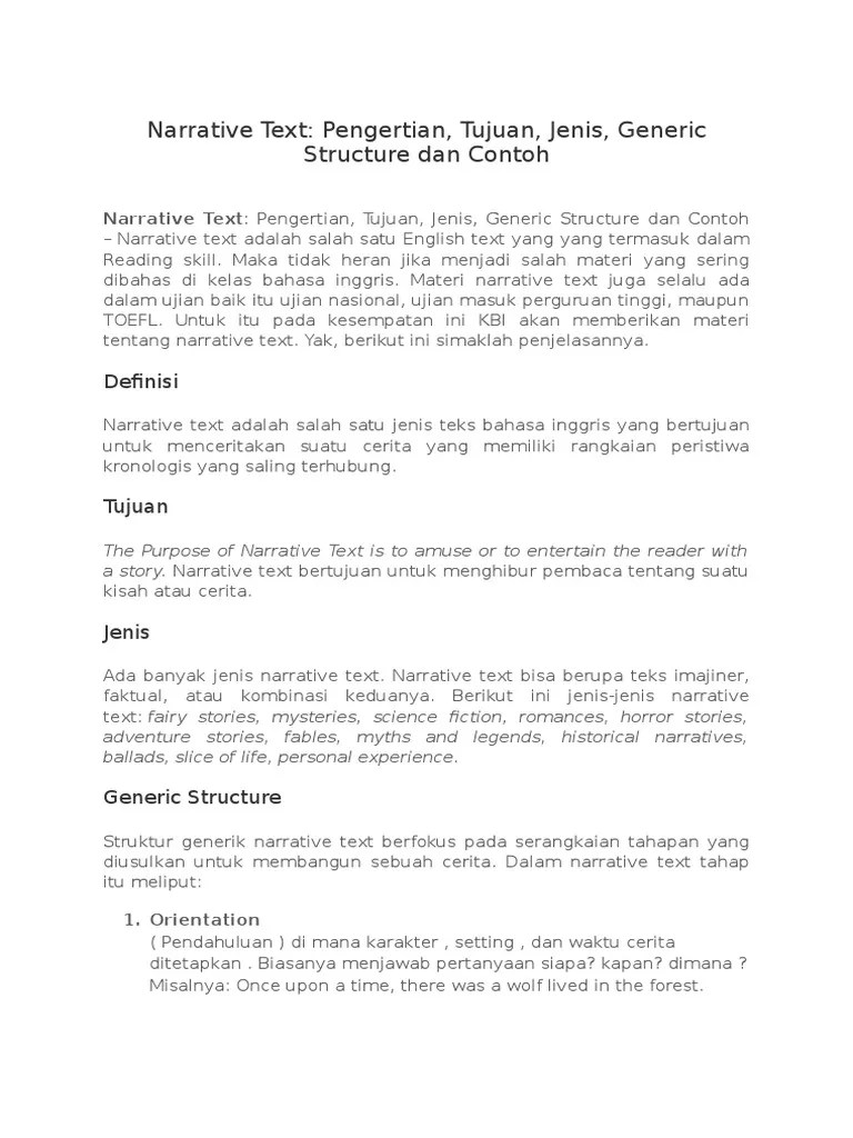 Bahasa Naratif Adalah