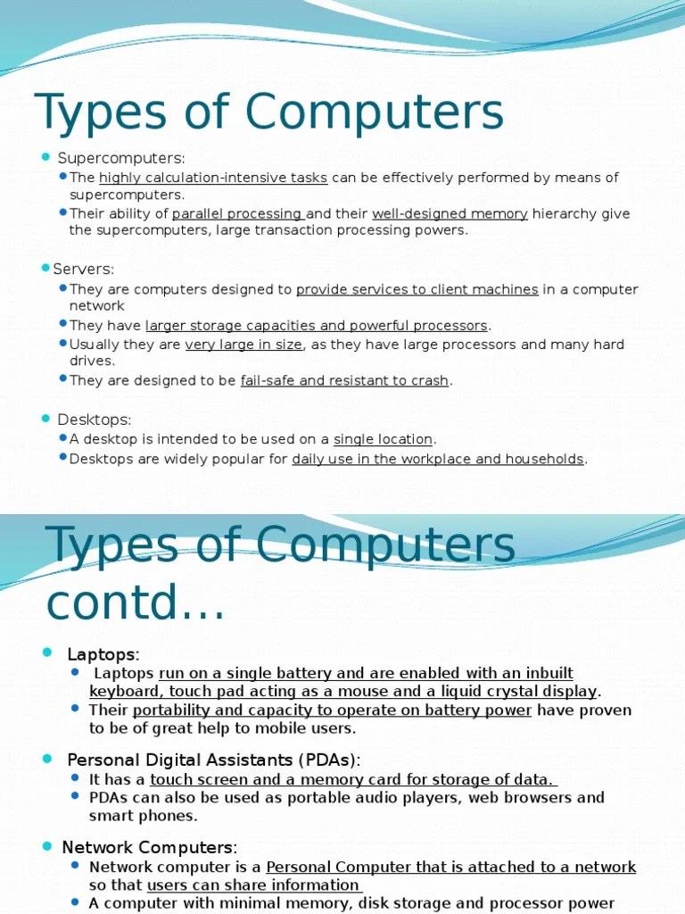 Types Of Computers: Supercomputers | PDF