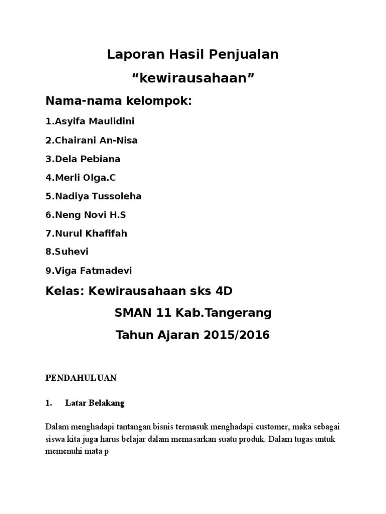 Politeknik kesehatan tanjungkarang diii gizi tahun 2017/2018 kata pengantar Contoh Laporan Bisnis Kewirausahaan