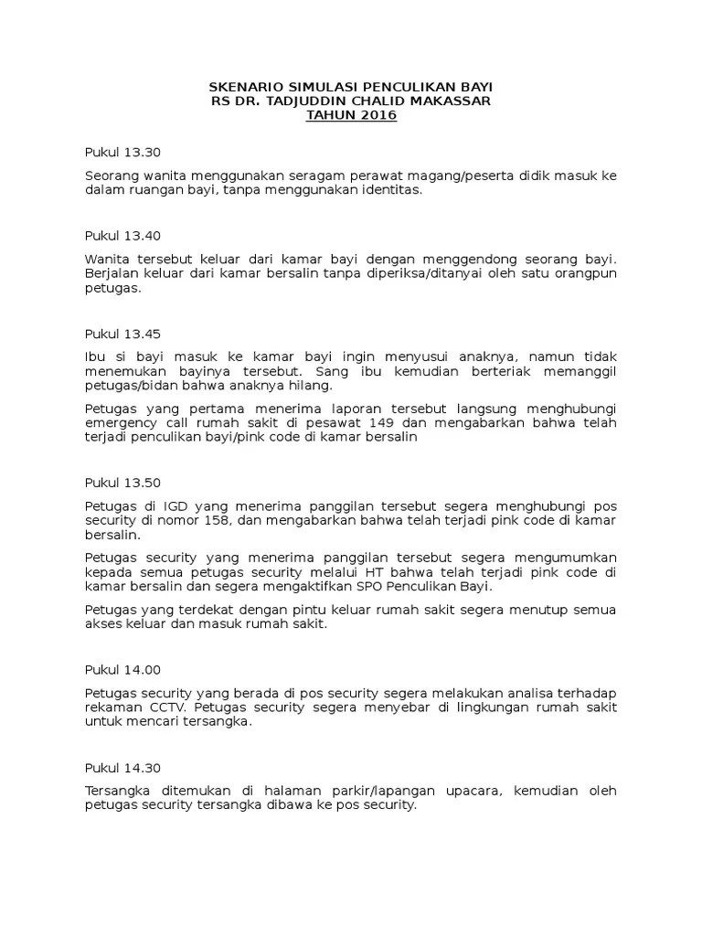 Skenario Simulasi Penculikan Bayi | PDF | Sains & Matematika