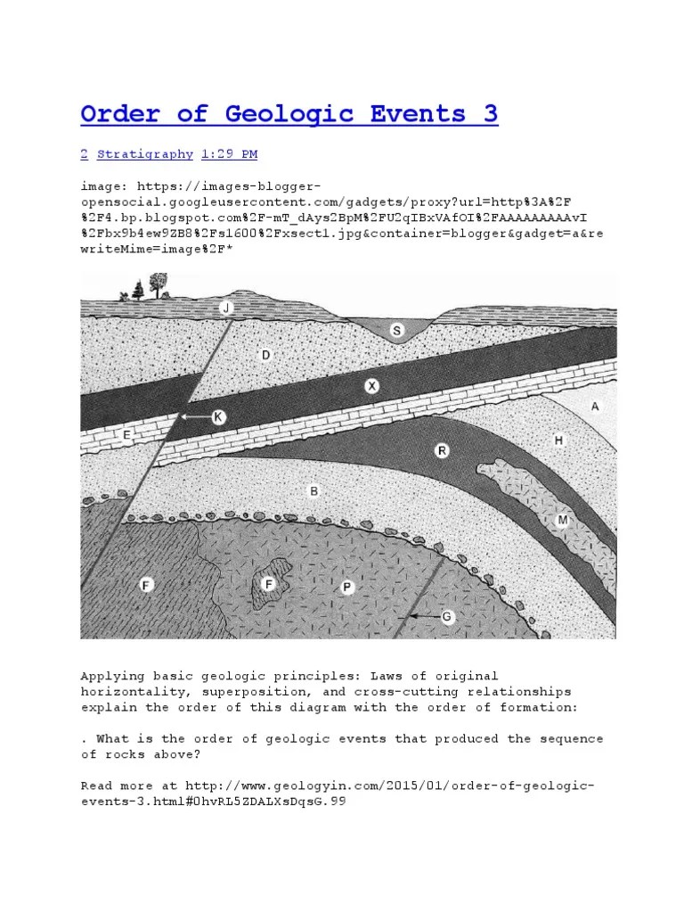 Order Of Geologic Events 3 | PDF