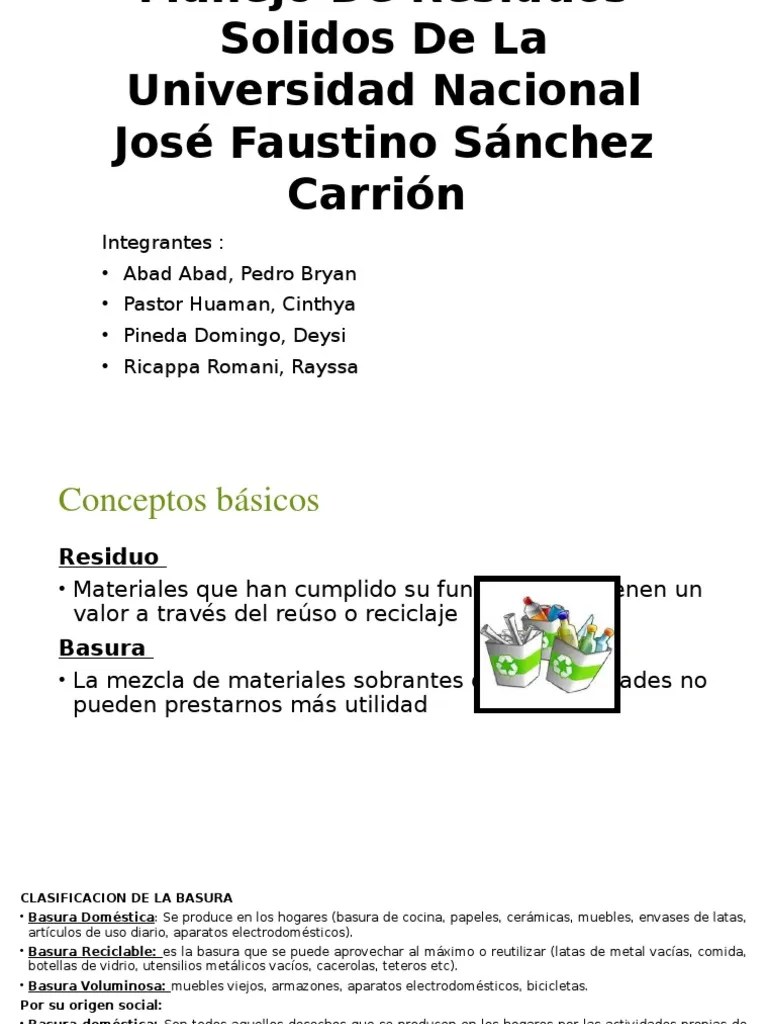 Manejo De Residuos Solidos De La Universidad Nacional | PDF | Residuos | Reciclaje