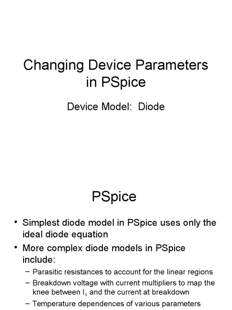 Changing Device Parameters In Pspice