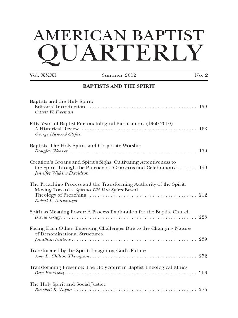 Baptists And The Holy Spirit - Editorial PDF | PDF