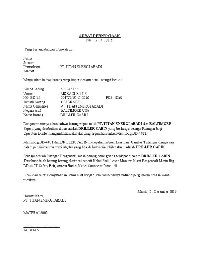 Adapun peran dan kegunaan dari contoh surat jalan barang, berikut penjelasannya di bawah ini: Contoh Surat Pernyataan Keterangan Kegunaan Barang Pdf
