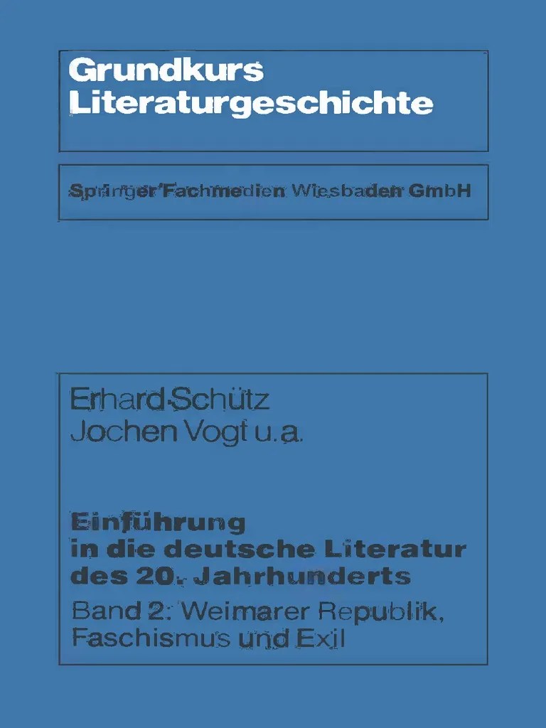 Einf C3 Bchrung In Die Deutsche Literatur Des 20