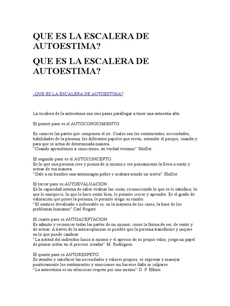 Que Es La Escalera De Autoestima | PDF | Psicología Clínica | Ciencia Cognitiva