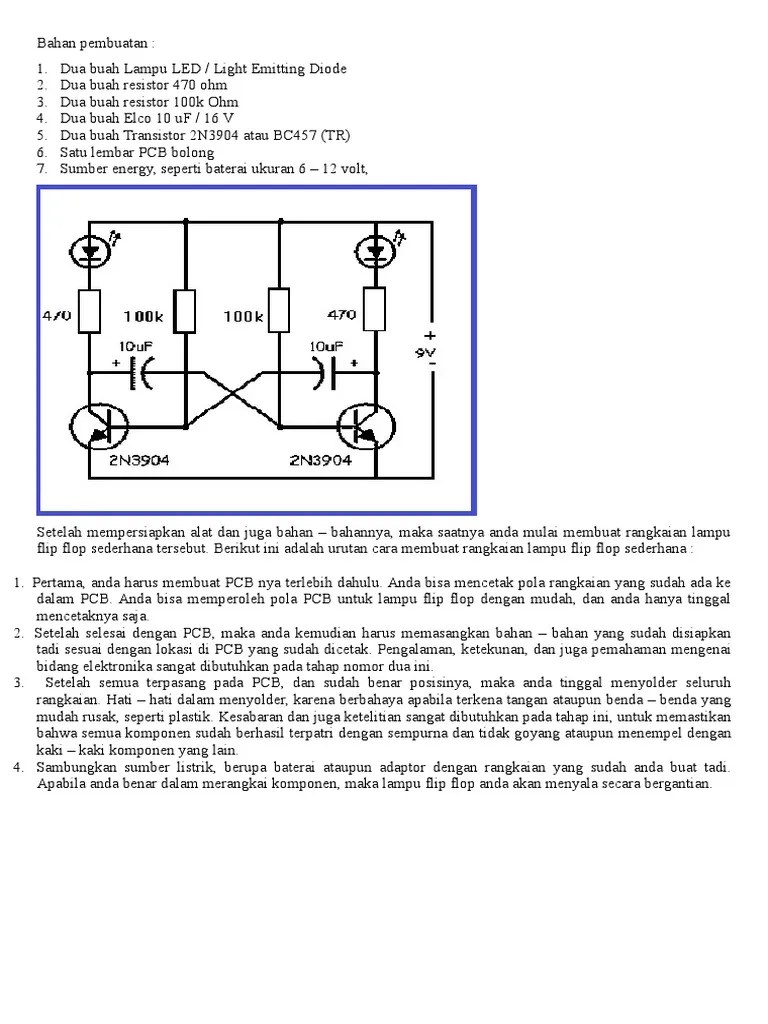 Cara membuat rangkaian flip flop sederhana: Lampu Berjalan Pdf