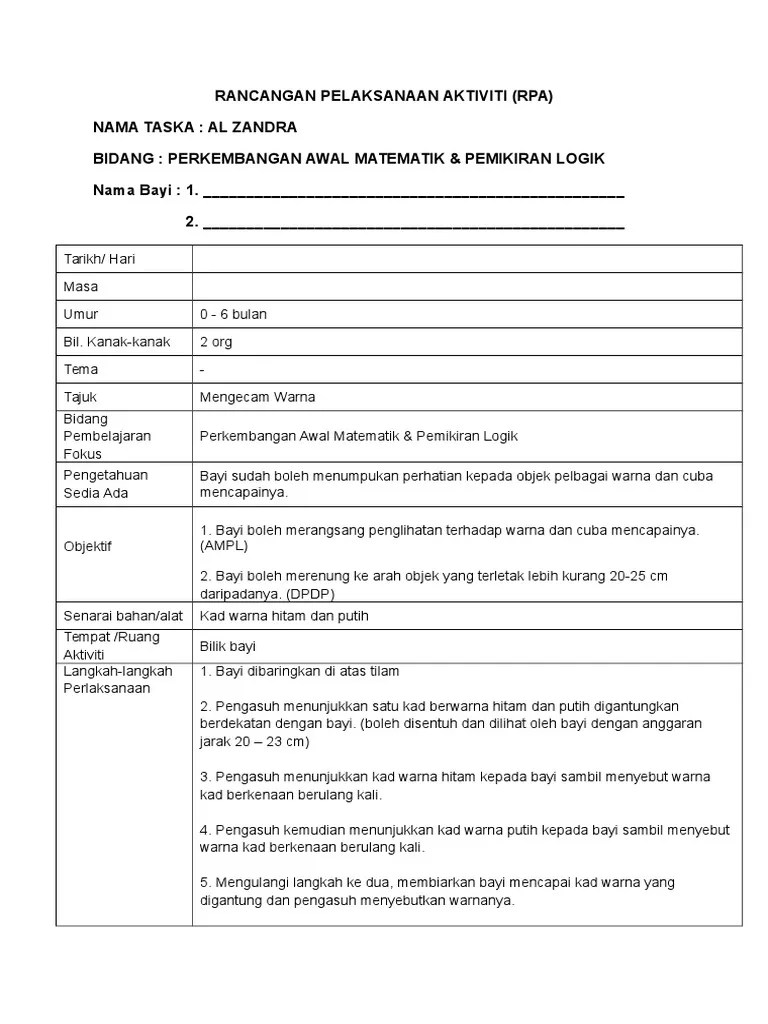 Contoh Aktiviti Perkembangan Bahasa Komunikasi Dan Literasi Awal / Perkembangan Sahsiah Sosioemosi Dan Kerohanian Rpa / Rancangan