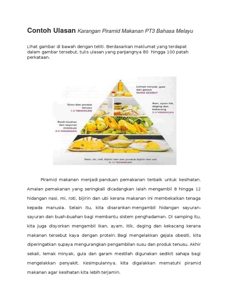 Lihat carta piramid makanan di bawah dengan teliti. Contoh Ulasan Karangan Piramid Makanan Pt3 Bahasa Melayu Pdf