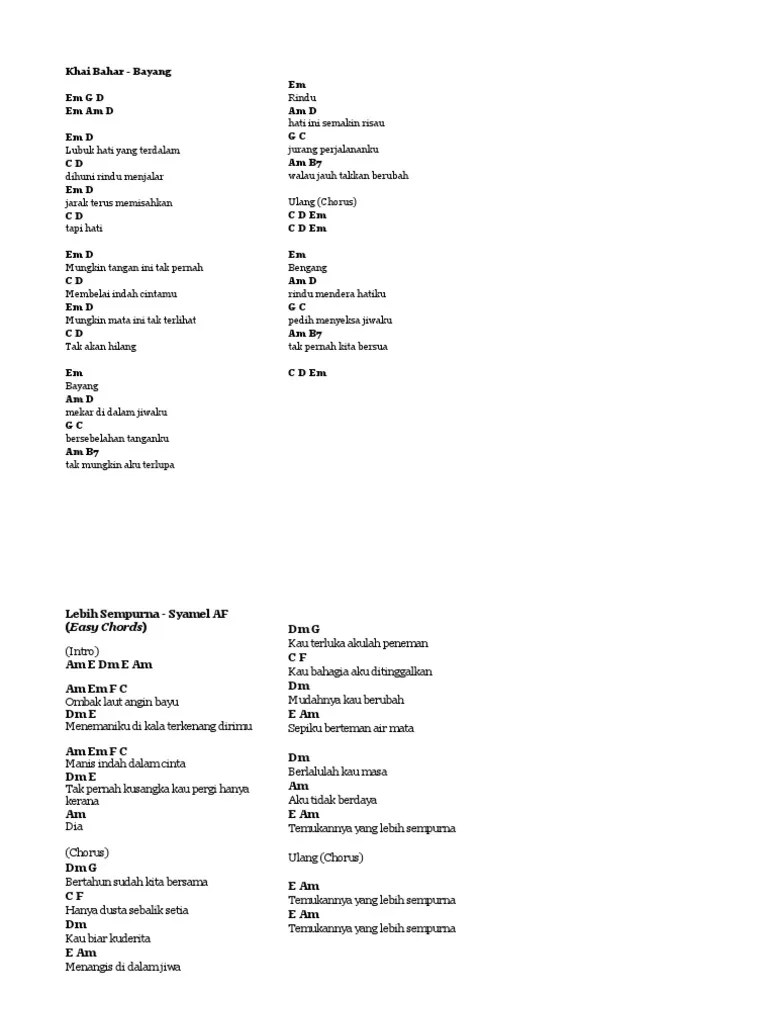 Ku di sini kan setia menunggumu, oh kasihku. Easy Chord Pdf
