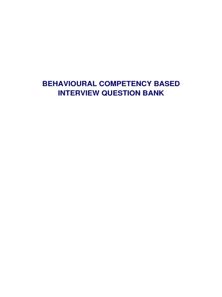 Behavioural Competency Based Interview Question Bank 8 | PDF ...