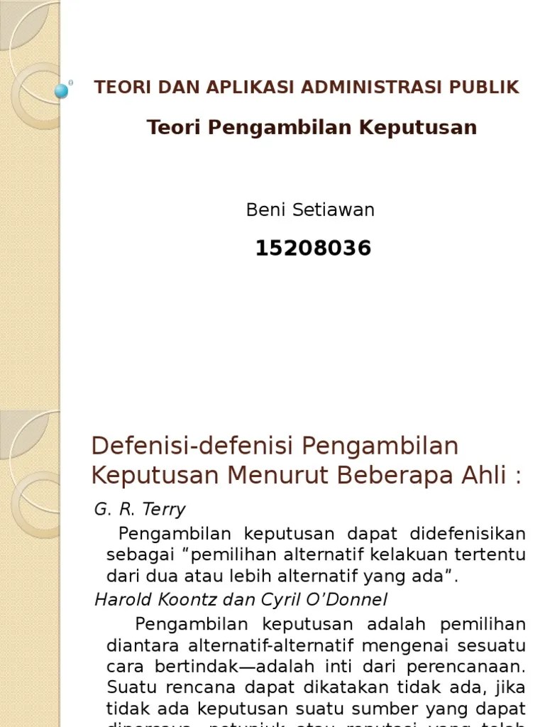 Power Point Teori Pengambilan Keputusan Pptx Cute766