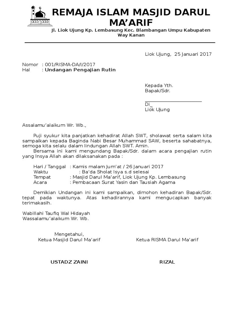 Membuat undangan yasinan menggunakan ms. Undangan Yasinan Pdf