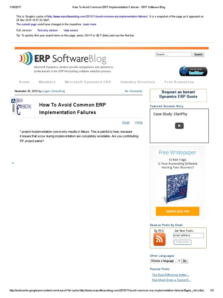 How To Avoid Common ERP Implementation Failures - ERP Software Blog ...